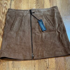 BlankNYC 100% leather brown zipper mini skirt size 28